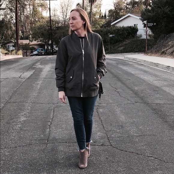 Grey Lace Up Bomber Jacket - Picture 6 of 8